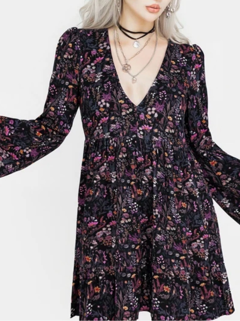 Disturbia Heliotrope Floral Print Mini Dress 4